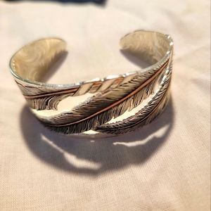 Montana Silversmith sterling silver feather earrings & cuff bracelet